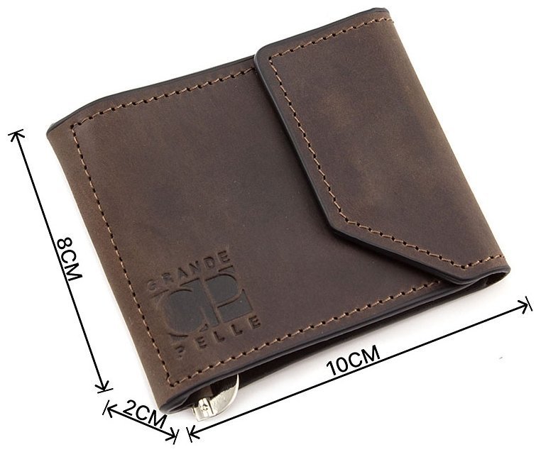 Коричневий затиск для грошей на магніті Grande Pelle (13027) фото №3 Коричневий затиск для грошей на магніті Grande Pelle (13027) modnotak фото №3