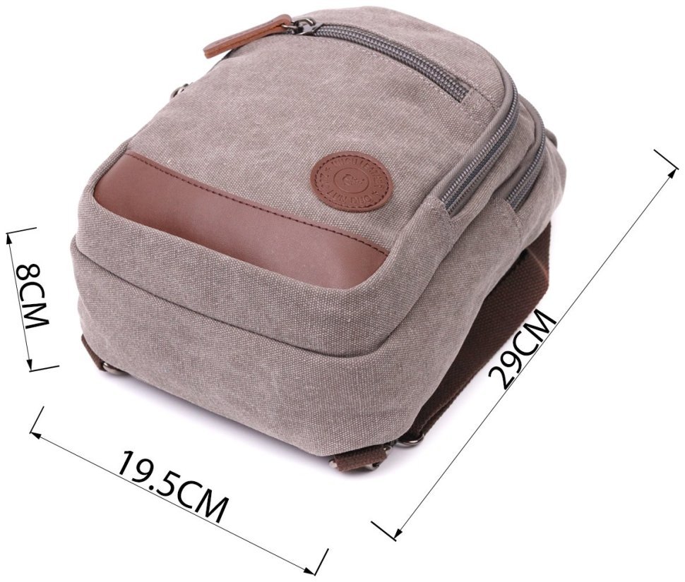 Серая мужская текстильная сумка-рюкзак среднего размера Vintagе 2422173 modnotak фото №10