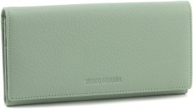 Вместительный женский кошелек из фактурной кожи фисташкового цвета с клапаном Marco Coverna 68670