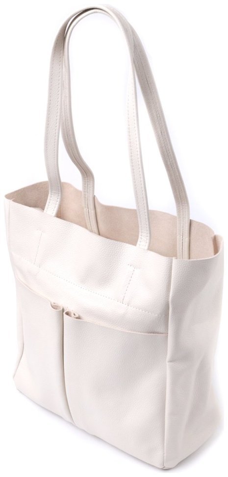 Кожаная сумка-шоппер бежевого цвета Shvigel 2422843 modnotak фото №1