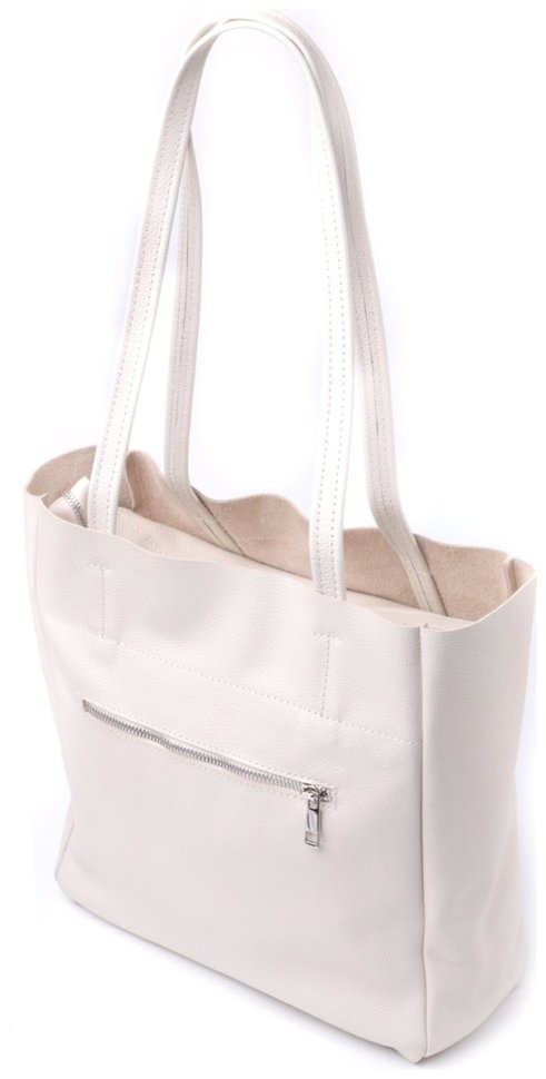 Кожаная сумка-шоппер бежевого цвета Shvigel 2422843 modnotak фото №2