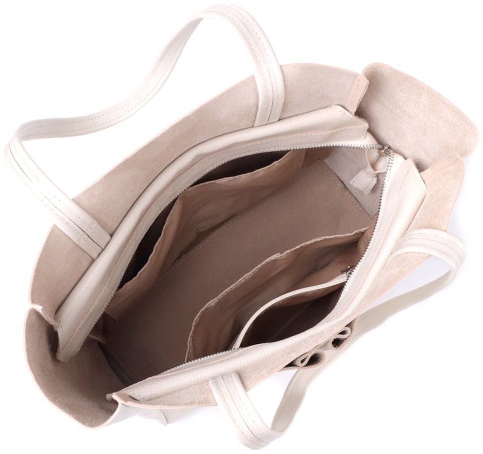 Кожаная сумка-шоппер бежевого цвета Shvigel 2422843 modnotak фото №7