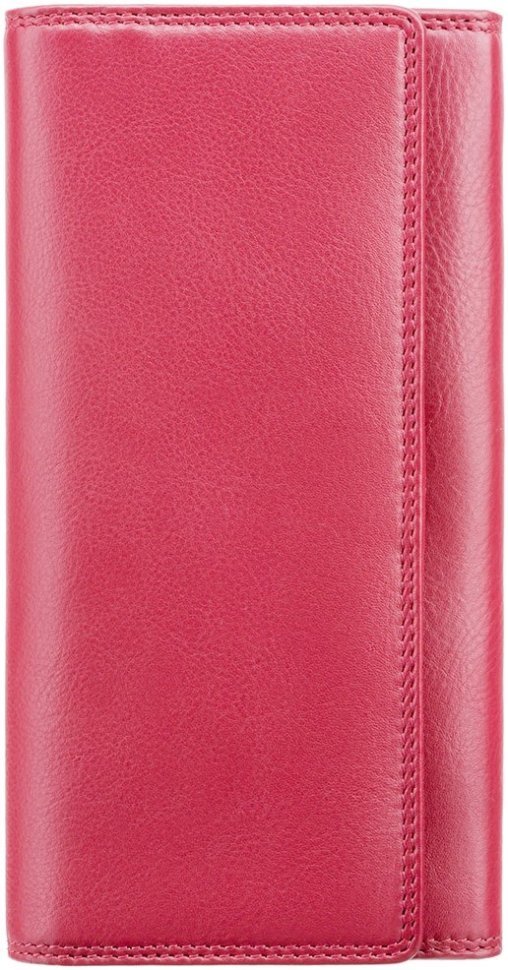 Вместительный женский кошелек из качественной натуральной кожи красного цвета Visconti 68870