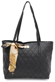 Вместительная сумка шоппер из кожзама черного цвета Monsen 88870