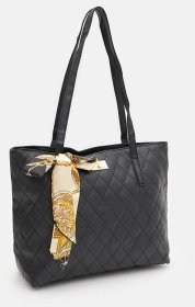 Вместительная сумка шоппер из кожзама черного цвета Monsen 88870