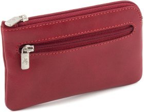 Кожаная женская ключница красного цвета на молнии Visconti 68970