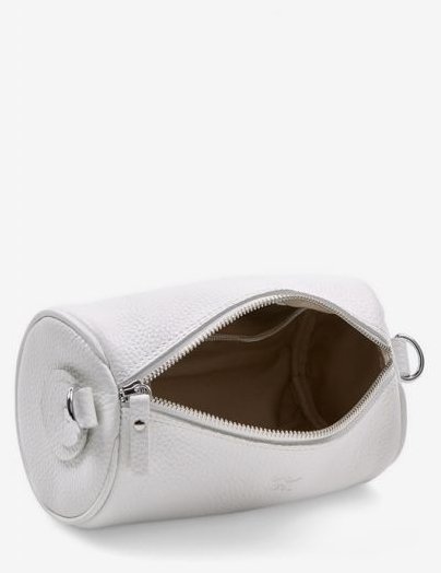 Кожаная женская сумка-кроссбоди белого цвета с лямкой на плечо BlankNote Cylinder 78970