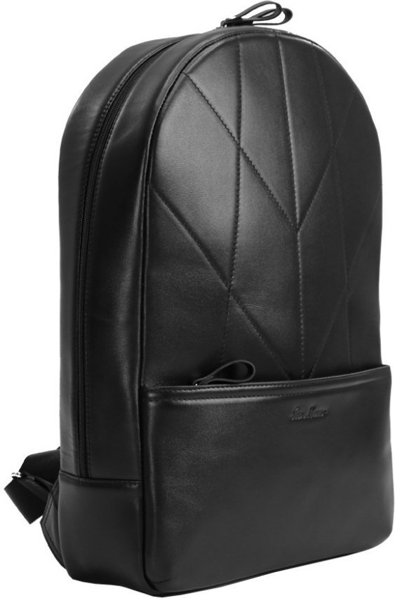 Мужской кожаный рюкзак черного цвета с отделением под ноутбук Issa Hara (27029)