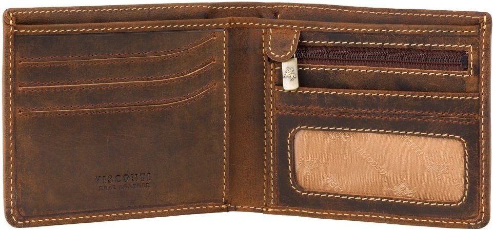 Матове чоловіче портмоне з натуральної шкіри світло-коричневого кольору Visconti 69070
