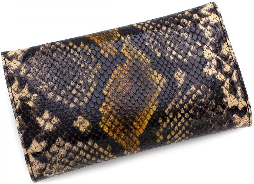 Качественный женский кошелек из натуральной кожи под змею KARYA (19566)