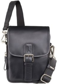 Черная мужская плечевая сумка из натуральной кожи высокого качества Visconti Jules 69170