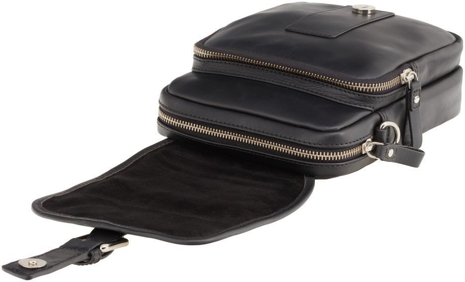 Чорна чоловіча плечова сумка з натуральної шкіри високої якості Visconti Jules 69170