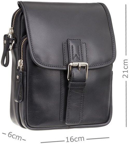 Черная мужская плечевая сумка из натуральной кожи высокого качества Visconti Jules 69170