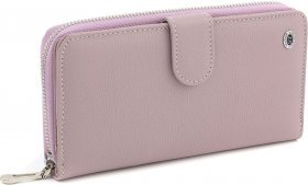 Темно-рожевий жіночий гаманець з натуральної шкіри з секціями під картки ST Leather (15340)
