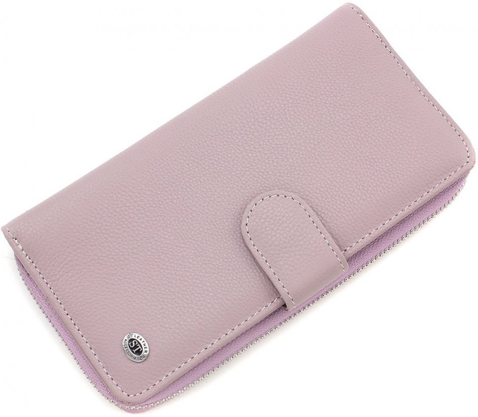 Темно-рожевий жіночий гаманець з натуральної шкіри з секціями під картки ST Leather (15340)