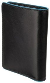 Черное мужское портмоне из высококачественной кожи с голубой каемкой Visconti 79470