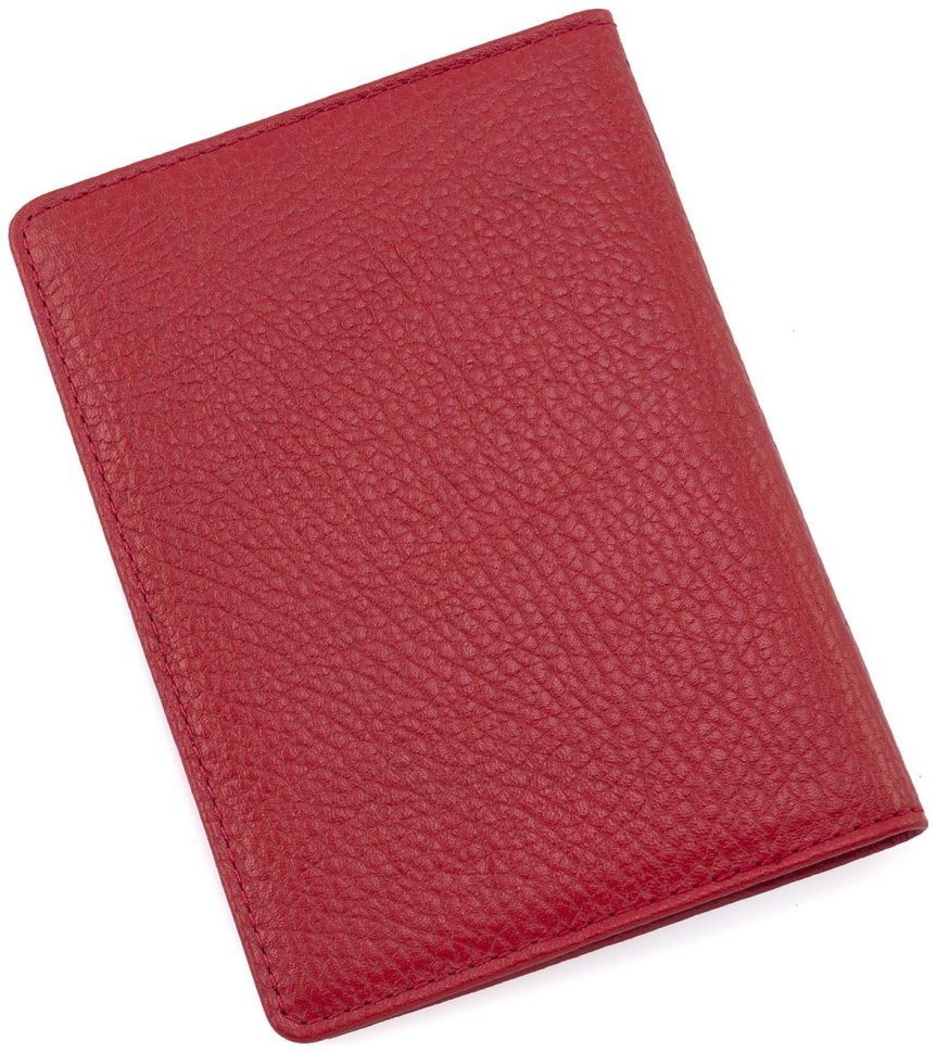 Кожаная женская обложка для паспорта в красном цвете KARYA 69770