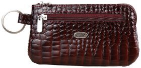 Женская ключница из натуральной кожи под крокодила в бордовом цвете Desisan 79770