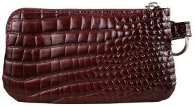 Женская ключница из натуральной кожи под крокодила в бордовом цвете Desisan 79770