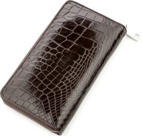 Чоловік клатч коричневого кольору з натуральної шкіри крокодила CROCODILE LEATHER (024-18527)