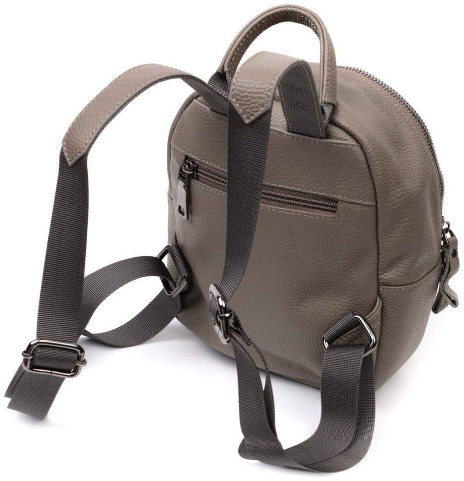 Жіночий маленький рюкзак з натуральної шкіри сірого кольору Vintage 2422435