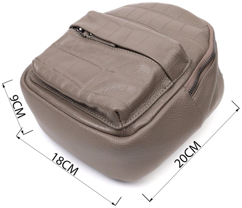 Женский маленький рюкзак из натуральной кожи серого цвета Vintage 2422435 modnotak фото №9