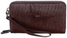 Коричнева чоловіча барсетка-клатч із натуральної шкіри з тисненням DESISAN 80771