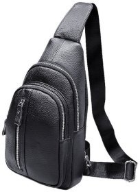 Мужская сумка рюкзак из натуральной кожи черного цвета Tiding Bag 90771