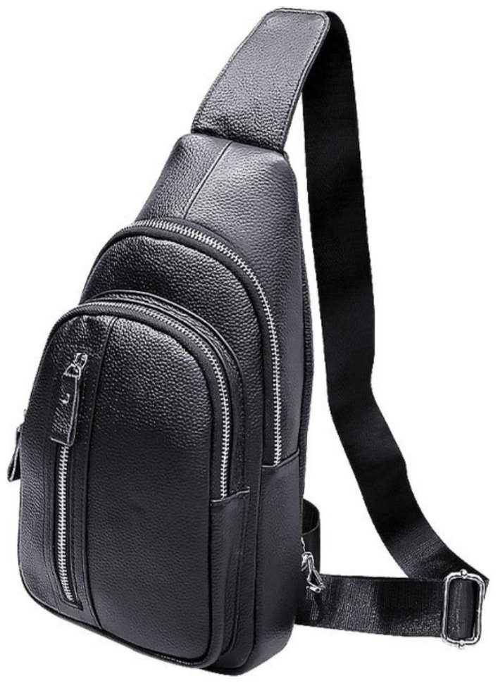 Мужская сумка рюкзак из натуральной кожи черного цвета Tiding Bag 90771 modnotak фото №1