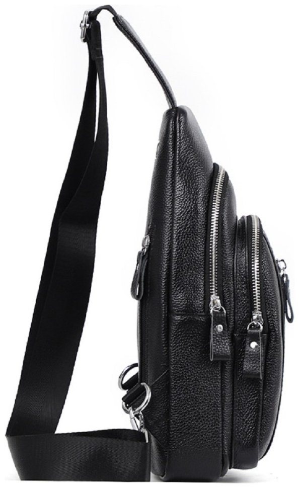 Мужская сумка рюкзак из натуральной кожи черного цвета Tiding Bag 90771 modnotak фото №7