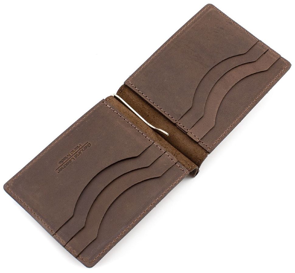 Мужской винтажный зажим темно-коричневого цвета ST Leather (16821)