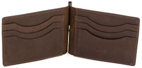 Мужской винтажный зажим темно-коричневого цвета ST Leather (16821) - 2