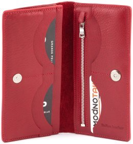 Красный купюрник из фактурной кожи Grande Pelle (13209)