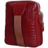 Кожаная мужская слинг-сумка из кожи с тиснением под крокодила на 2 отделения Vip Collection 102371 цвета бургунди фото №2 Кожаная мужская слинг-сумка из кожи с тиснением под крокодила на 2 отделения Vip Collection 102371 цвета бургунди modnotak фото - 2