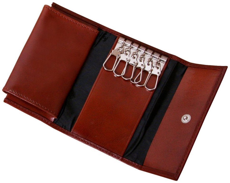 Кожаная ключниця Newport коньячного цвета Vip Collection 102571 (на кнопке) modnotak фото №5