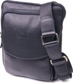 Невелика чоловіча сумка-планшет із фактурної шкіри чорного кольору SHVIGEL (2418720)