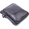 Невелика чоловіча сумка-планшет із фактурної шкіри чорного кольору SHVIGEL (2418720) - 3