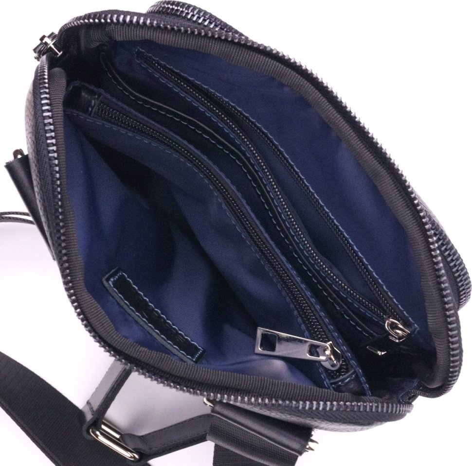Невелика чоловіча сумка-планшет із фактурної шкіри чорного кольору SHVIGEL (2418720)