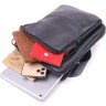 Невелика чоловіча сумка-планшет із фактурної шкіри чорного кольору SHVIGEL (2418720) - 6