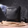 Невелика чоловіча сумка-планшет із фактурної шкіри чорного кольору SHVIGEL (2418720) - 7