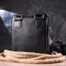 Небольшая мужская сумка-планшет из фактурной кожи черного цвета SHVIGEL (2418720) - 8