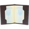 Темно-коричнева обкладинка для паспорта з вінтажної шкіри з картою України - Grande Pelle (21954) - 2