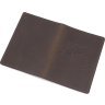 Темно-коричневая обложка для паспорта из винтажной кожи с картой Украины - Grande Pelle (21954) - 4