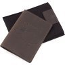 Темно-коричневая обложка для паспорта из винтажной кожи с картой Украины - Grande Pelle (21954) - 6