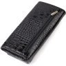 Жіночий лакований гаманець з натуральної шкіри чорного кольору з тисненням під крокодила CANPELLINI (2421707) - 2