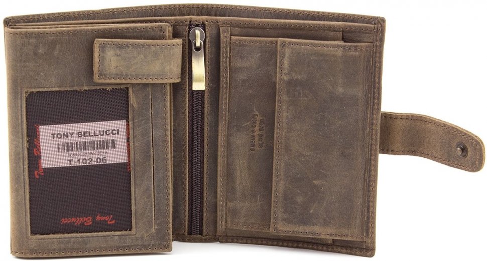 Мужское портмоне светло-коричневого цвета из винтажной кожи Tony Bellucci (10663)