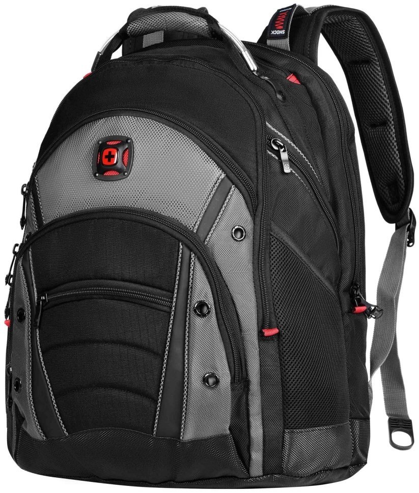 Городской вместительный рюкзак с отдельным кармашком для ноутбука до 16" черно-серого цвета Wenger Synergy 103471 modnotak фото №1