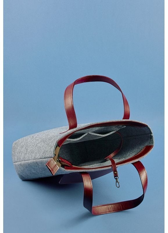 Фетровая женская сумка шоппер с кожаными вставками BlankNote D.D. (12672)
