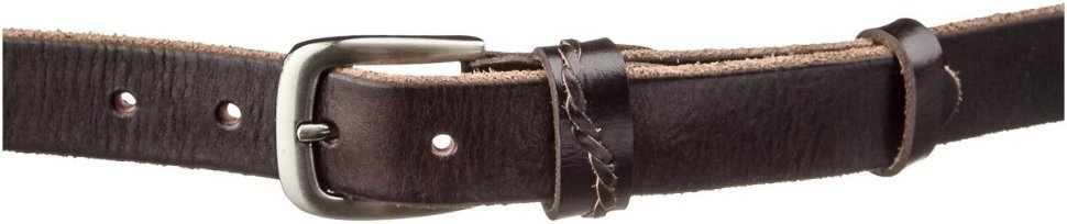 Брючний шкіряний ремінь коричневого кольору зі сріблястою пряжкою Vintage 2420068