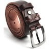 Брючный кожаный ремень коричневого цвета с серебристой пряжкой Vintage 2420068 - 3